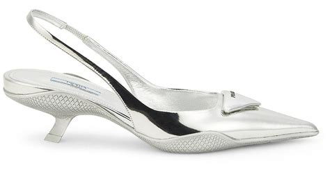 prada silver and black heels|Prada slingback heels.